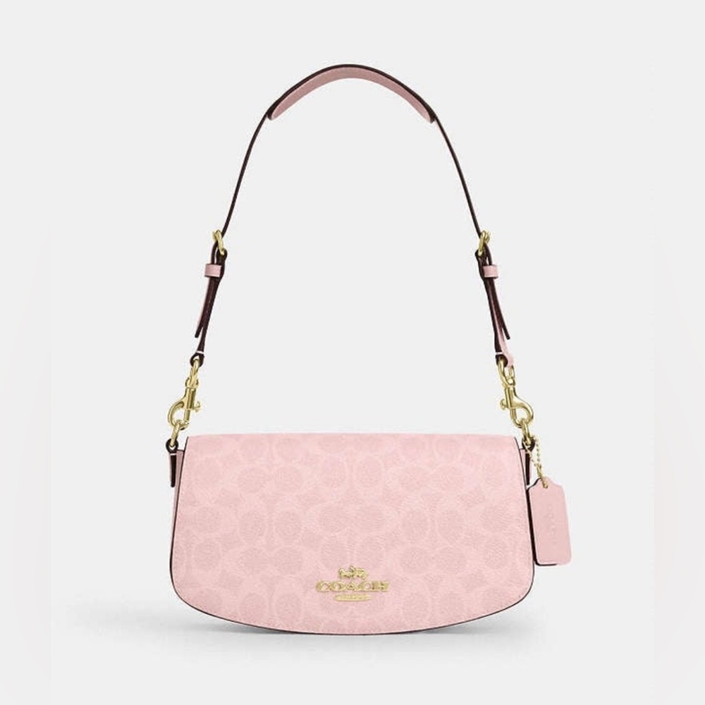 Last 2! New Coach Andrea Shoulder Bag In Signature Canvas CV973 In Powder Pink